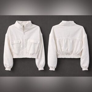Spiritual Gangster Cropped White Windbreaker Jacket - XS